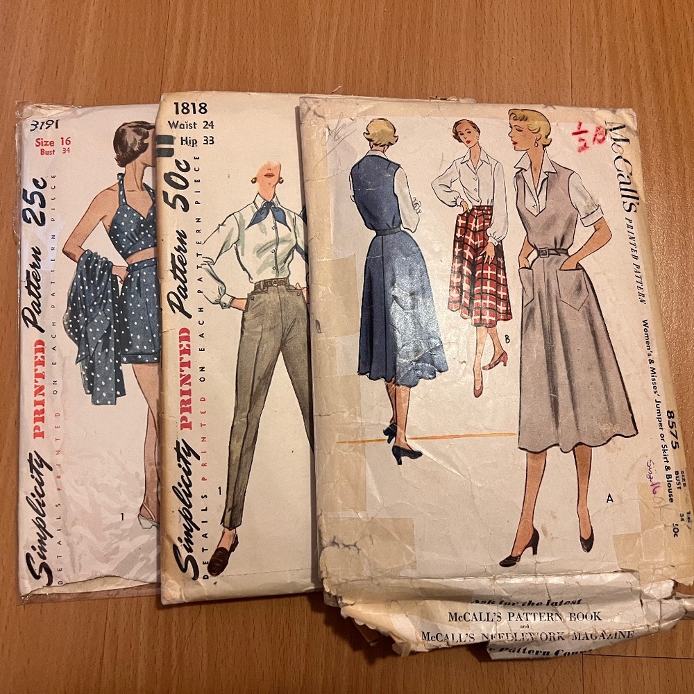 Vintage Sewing Patterns Bundle - Simplicity 3191, Simplicity 1818, McCalls 8575